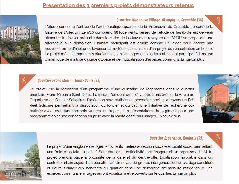 Présentation des 3 premiers projets démonstrateurs